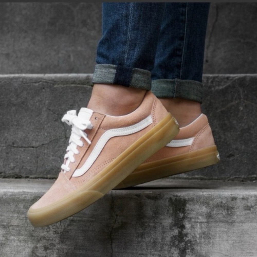 VANS Old Skool Double Light Gum Sneakers SIZE 8 Casual Peach Feminine Everyday - Picture 3 of 7